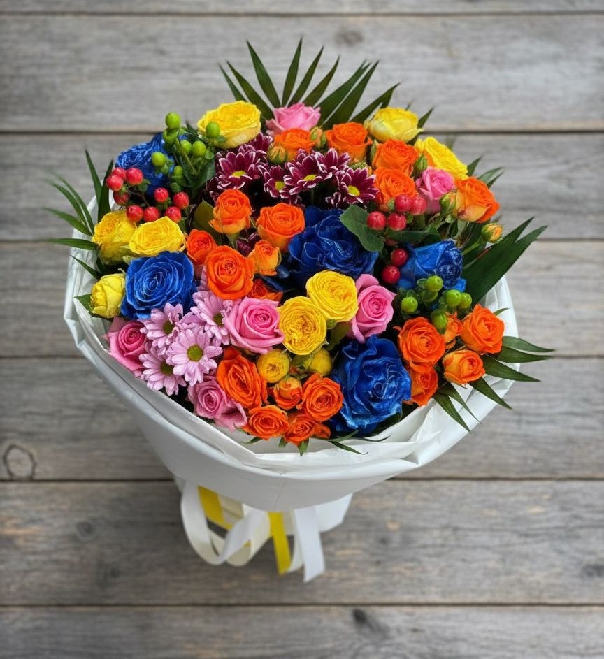 Букет цветов из: Розы и Хризантемы в Горнозаводске