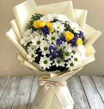 Букет цветов из:  Ирисы, Хризантемы и Розы #REPLACE_PRED# Горнозаводске