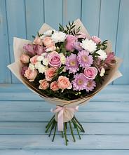 Букет цветов из:  Хризантемы, Розы и Альстромерии #REPLACE_PRED# Горнозаводске