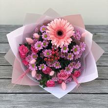 Букет цветов из:  Розы, Герберы и Хризантемы #REPLACE_PRED# Горнозаводске