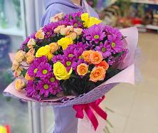 Букет цветов из:  Хризантемы и Розы #REPLACE_PRED# Горнозаводске